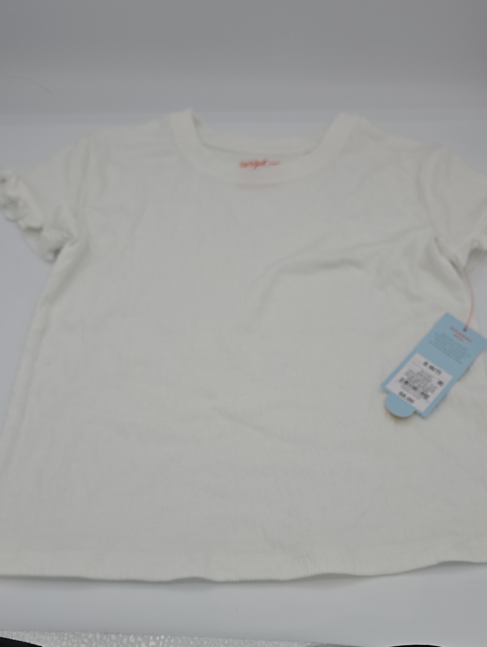 Cat & Jack Girls Cream Ruffle Sleeve T - Shirt